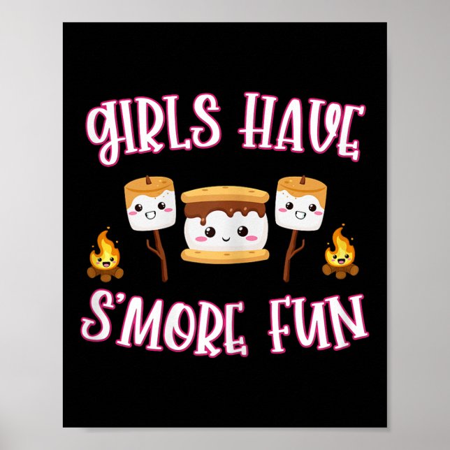 Affiche Drôle de camping Smores Filles ont plus de plaisir (Devant)