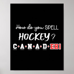 Affiche Drôle de Canada Hockey Eh Orthographe Canadien