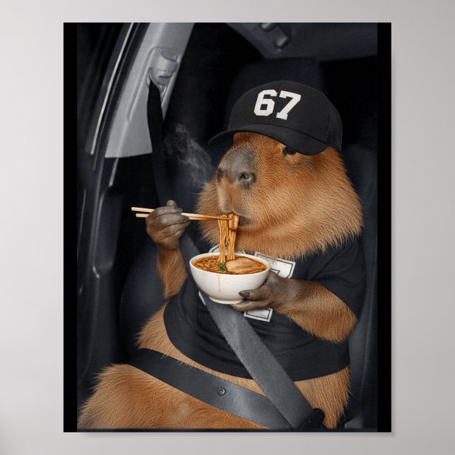 Affiche Drôle de capybara 67 mangeant des ramen Gen (Devant)