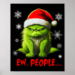 Affiche Drôle de chat de Noël Ew personnes amateurs de cha