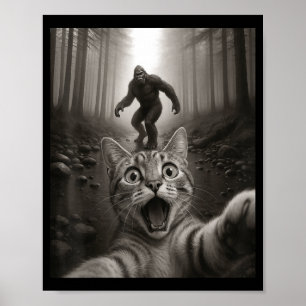 Affiche Drôle de chat éd surpris selfie avec Bigfoot Sasqu