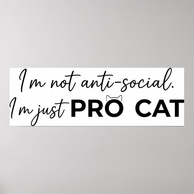 Affiche Drôle de chat pro anti-social introverti  (Devant)