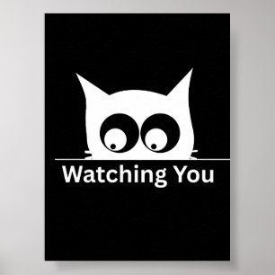 Affiche Drôle de chat qui vous regarde mignon minimalisme