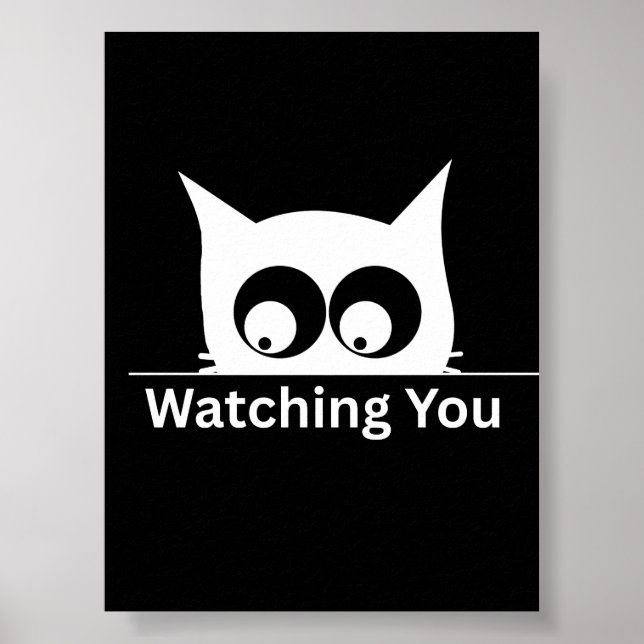 Affiche Drôle de chat qui vous regarde mignon minimalisme (Devant)