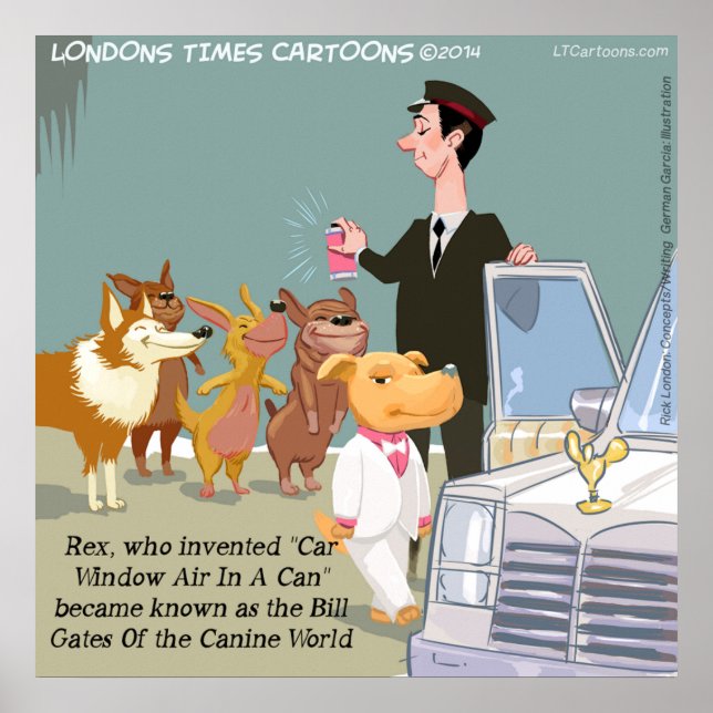 Affiche drôle de chien très riche (Devant)