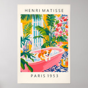 Affiche drôle de Corgi dans la baignoire, Art mura