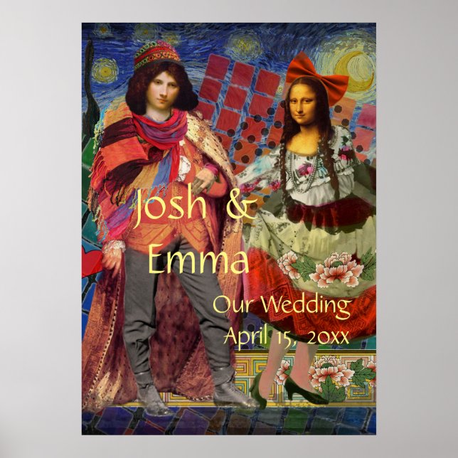 Affiche drôle de couple de mariage fantaisiste (Devant)