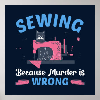 Affiche drôle de couture mot art chat