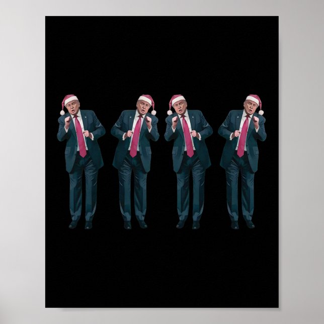Affiche Drôle de danse Trump Santa Noël Pull de Noël hideu (Devant)