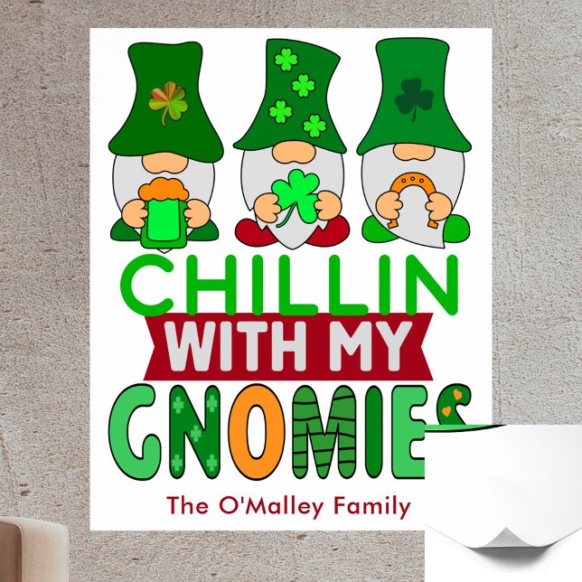 Affiche Drôle de détente avec mes gnomes St Patrick (Funny Chillin with My Gnomies St Patricks Day Poster)