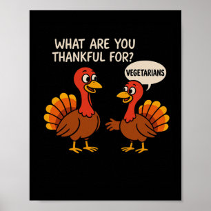 Affiche Drole de dinde de Thanksgiving végétarien drôle de