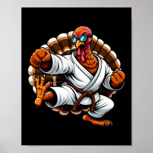 Affiche Drole de dinde Thanksgiving Karate Judo Arts marti
