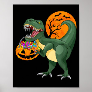 Affiche Drôle de dinosaure Halloween Citrouille Y T Rex Ga