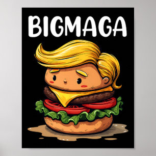 Affiche Drôle de Donald Trump faisant des frites hamburger