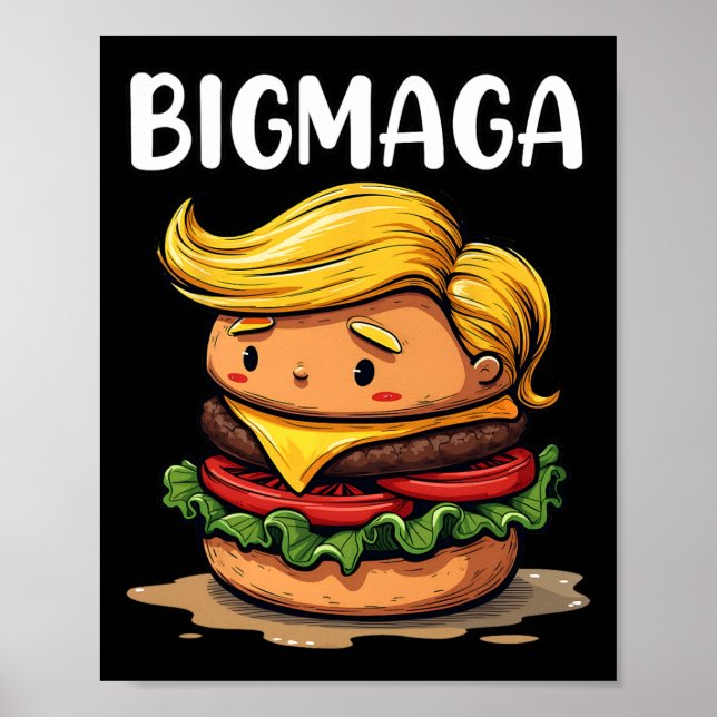 Affiche Drôle de Donald Trump faisant des frites hamburger (Devant)