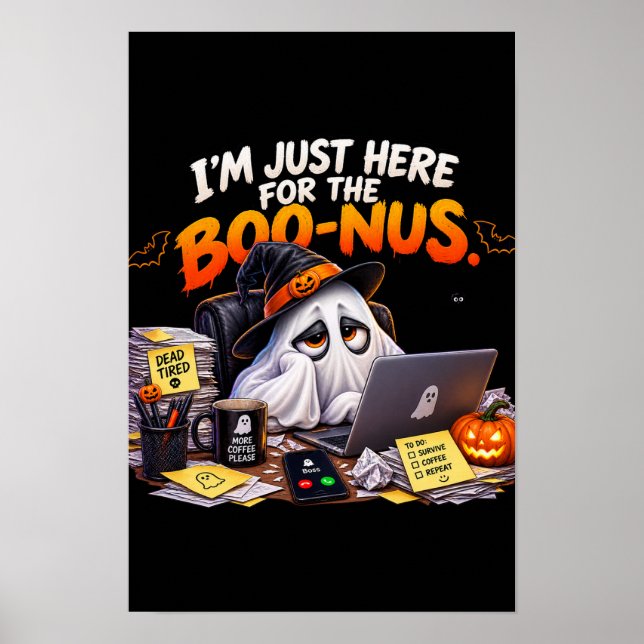 Affiche drôle de fantôme de bureau pour Halloween  (Devant)