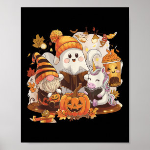 Affiche Drôle de fantôme de Halloween Gnome Licorne Automn