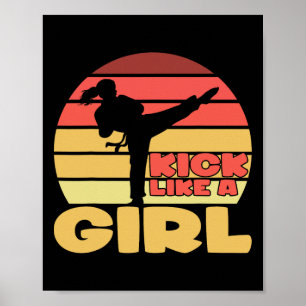 Affiche Drôle de fille Kickboxing Fille Karaté Fille Art m