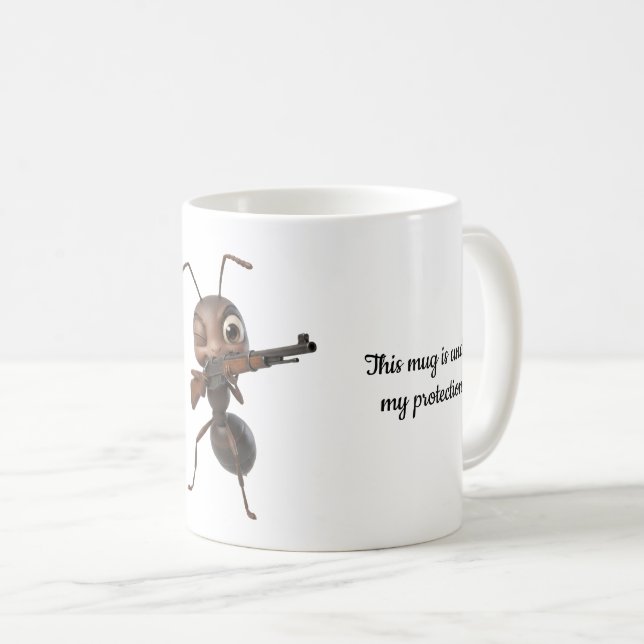 Affiche drôle de fourmi | Tasse de café protégée p (Devant droit)
