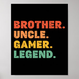Affiche Drôle de frère gamer oncle légende du jeu vintage