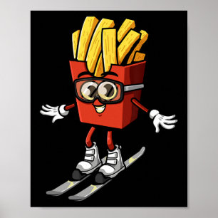 Affiche Drôle de frites françaises skieur instructeur de s