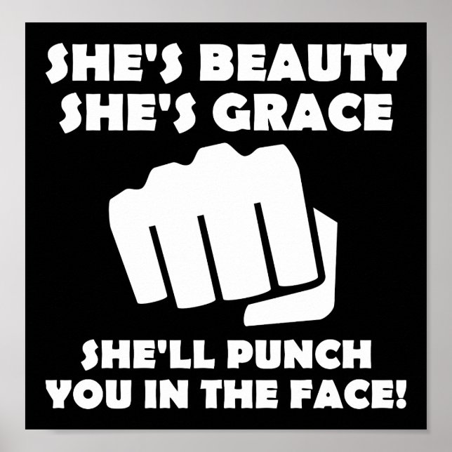 Affiche drôle de Grace Punch beauté noir (Devant)