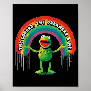 Affiche Drôle de grenouille arc-en-ciel rétro Connection L
