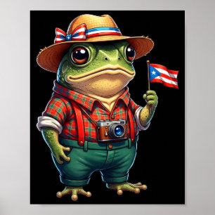 Affiche Drôle de grenouille Coqui Drapeau de Porto Rico Ta