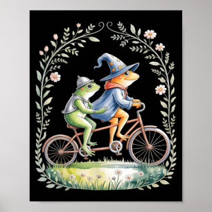 Affiche Drôle de grenouille de bicyclette tandem cyclisme