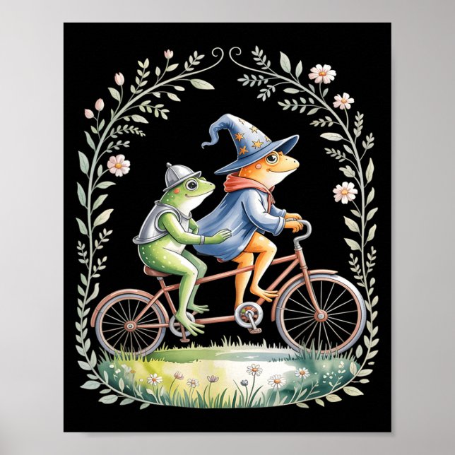 Affiche Drôle de grenouille de bicyclette tandem cyclisme  (Devant)