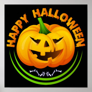 Affiche drôle de Halloween avec citrouille effraya