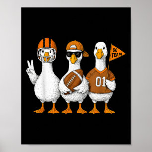 Affiche Drôle de jeu de football d'automne de canard d'oie