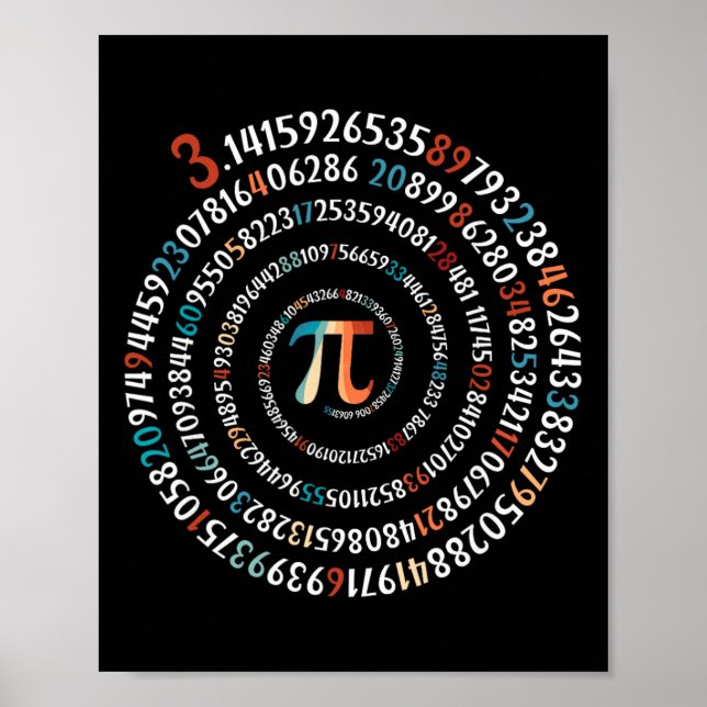 Affiche Drôle de jour de Pi 3.14 Symbole Pi Spirale Nombre (Devant)