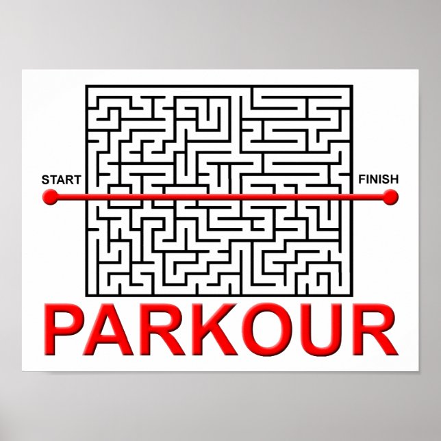 Affiche drôle de labyrinthe de parkour (Devant)