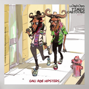 Affiche drôle de l'âge des hipsters Gnu Rick Londr