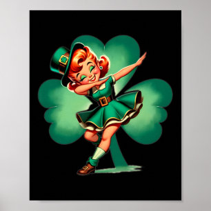 Affiche Drôle de Leprechaun Dabbing Vintage St Patricks Da