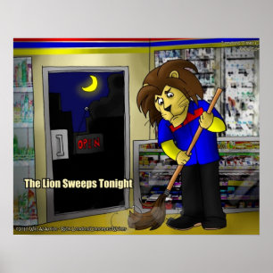 Affiche drôle de Lion Sweeps Tonight par les caric
