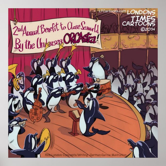 Affiche drôle de l'Orchestre de Baleines Orques (Devant)