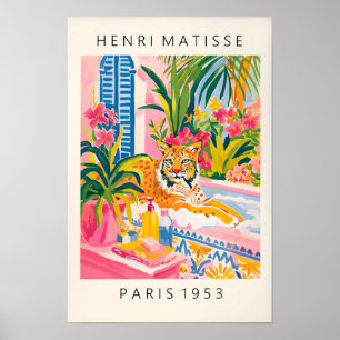 Affiche drôle de lynx dans la baignoire, impressio