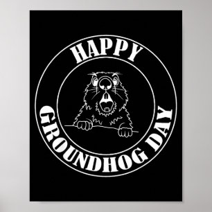 Affiche Drôle de marmotte criant joyeux jour de la marmott