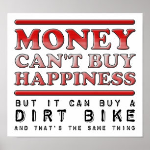 Affiche drôle de moto cross pour acheter du bonheu