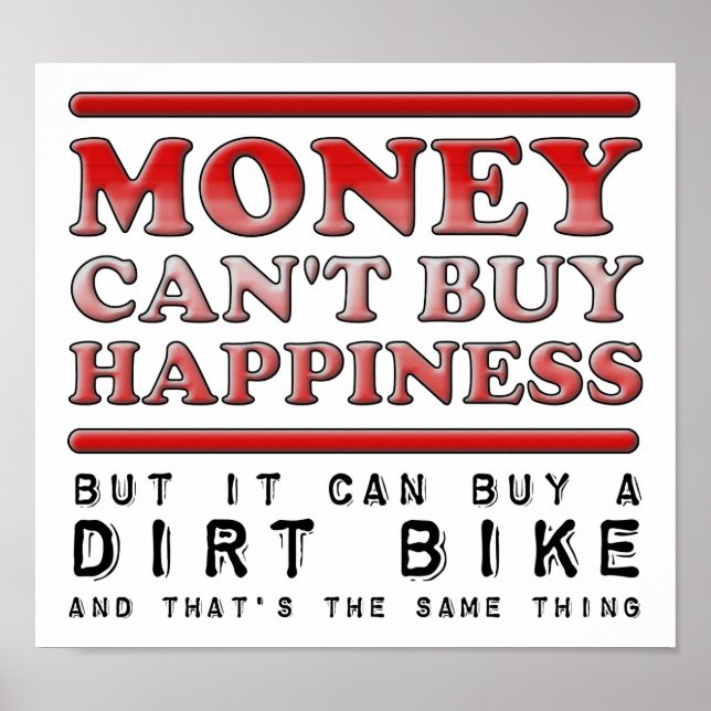 Affiche drôle de moto cross pour acheter du bonheu (Devant)