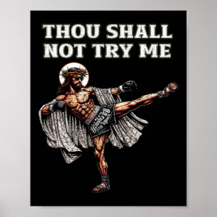 Affiche Drôle de Muay Thai Seigneur Jésus Boxe thaïlandais