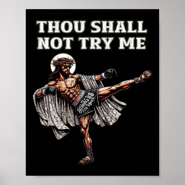 Affiche Drôle de Muay Thai Seigneur Jésus Boxe thaïlandais (Devant)