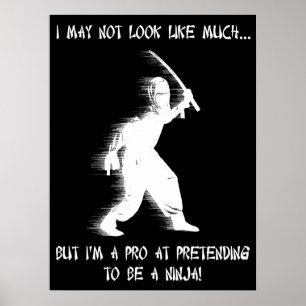 Affiche drôle de ninja prétendant humour