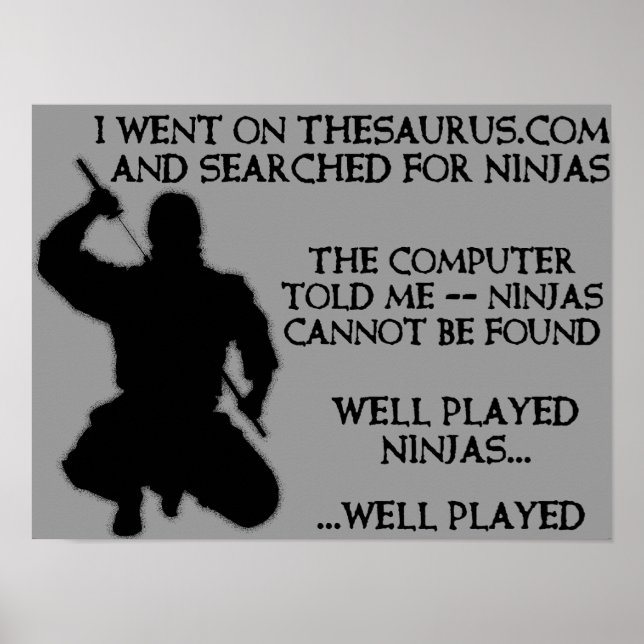 Affiche drôle de ninja Thesaurus Ninjas Signalisat (Devant)