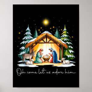 Affiche Drôle de Noël chrétien Jésus Oh venez adorons