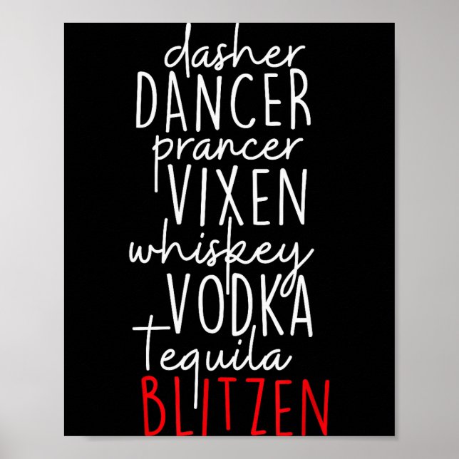 Affiche Drôle de Noël Dasher Danseur Prancer Vixen Moustac (Devant)
