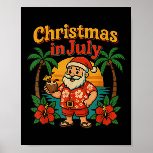 Affiche Drôle de Noël en juillet Santa Bea d'été patriotiq