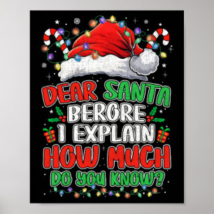 Affiche Drôle de Noël Enfants Adultes Cher Père Noël Je pe
